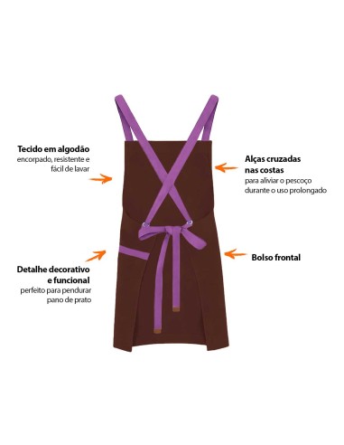 Avental Marrom Alça Cruzada Roxo Jardinagem...