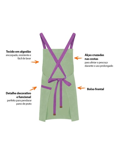 Avental Verde Matte Cha Alça Cruzada Roxo...