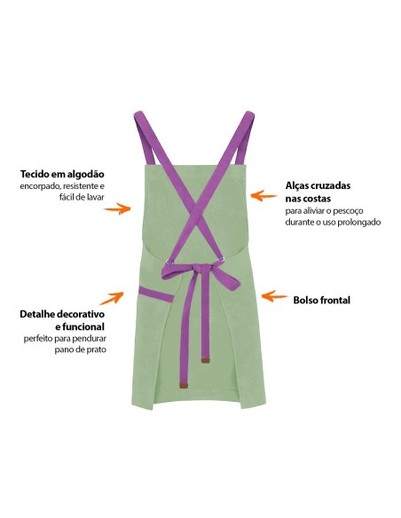 Avental Verde Matte Cha Alça Cruzada Roxo Restaurante Cafe