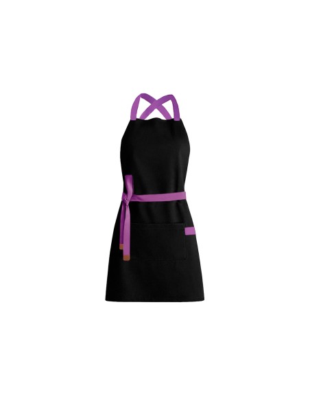 Avental Preto Alça Cruzada Roxo Cafeteria Bar Loja Bistro