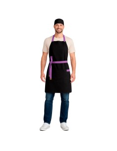 Avental Preto Alça Cruzada Roxo Cafeteria Bar Loja Bistro 2