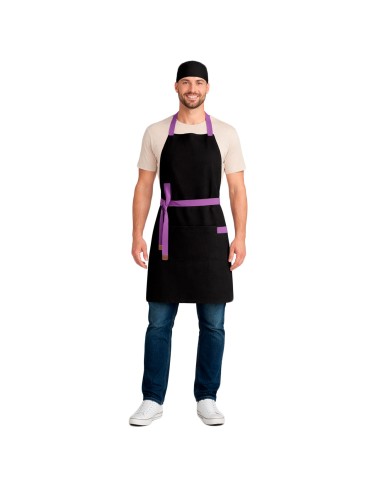 Avental Preto Alça Cruzada Roxo Cafeteria Bar...