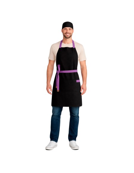 Avental Preto Alça Cruzada Roxo Cafeteria Bar Loja Bistro