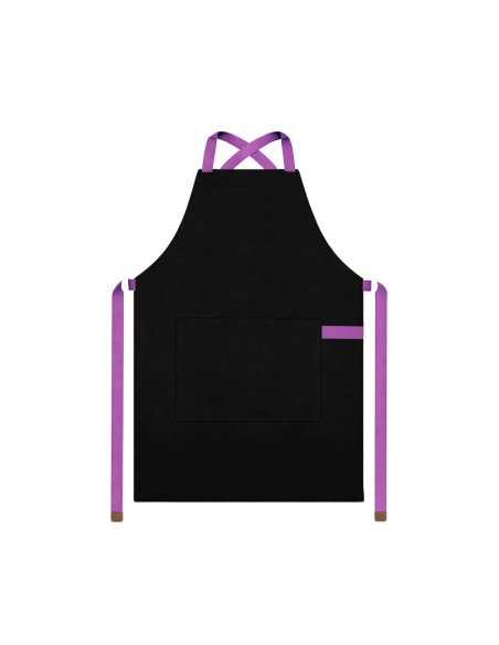 Avental Preto Alça Cruzada Roxo Cafeteria Bar Loja Bistro