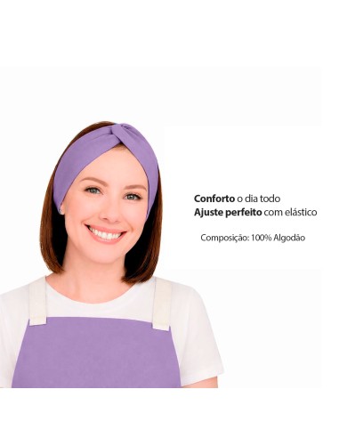 Faixa de Cabelo Turbante Bandana Lilas Lavanda...
