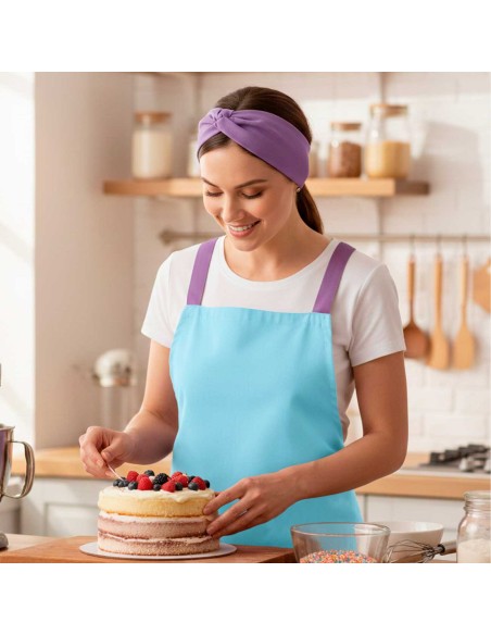 Faixa de Cabelo Turbante Bandana Lilas Lavanda Chef Cozinha
