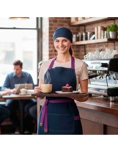 Bandana Jeans Azul Touca Cozinha Bar Ajustavel Unissex