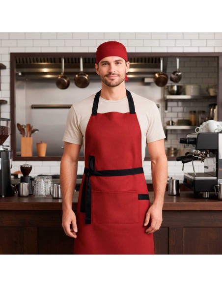 Bandana Vermelha Touca Cozinha Bar Restaurante Cafe Unissex