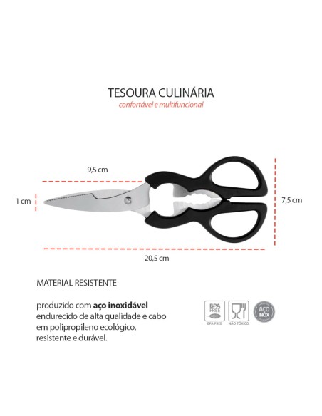Tesoura de Cozinha Culinaria Multifuncional Frango Vegetais