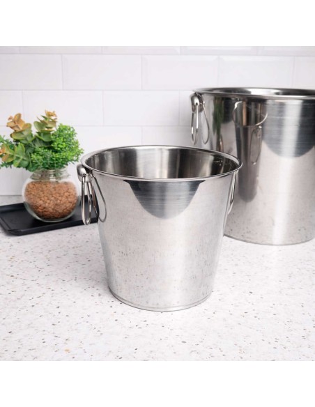 Balde de Gelo com Alças Pequeno Aço Inox 2L Bar Restaurante