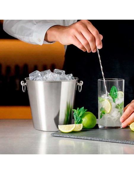 Balde de Gelo com Alças Pequeno Aço Inox 2L Bar Restaurante