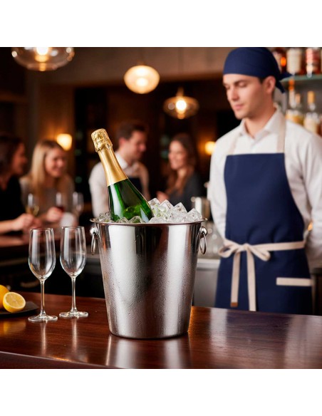 Balde de Gelo Garrafas Aço Inox Grande 6L Bar Restaurante