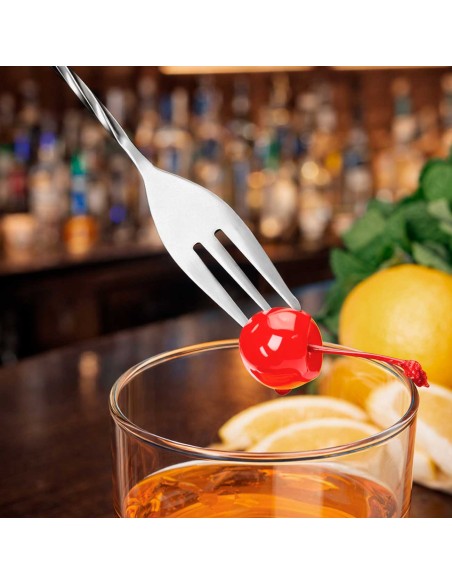 Colher Bailarina Garfo Tridente Inox Drink Sucos Bartender 30cm