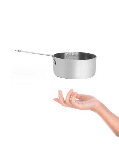 Mini Panela Cabo Aço Inox Panelinha Molho Couvert Buffet 500ml