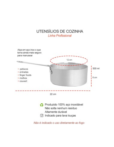 Mini Panela Cabo Aço Inox Panelinha Molho...