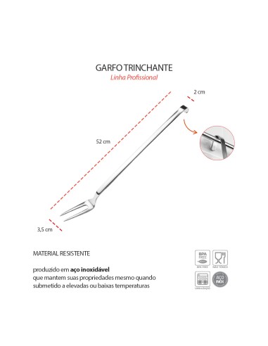 Garfo Trinchante Profissional Inox Buffet...