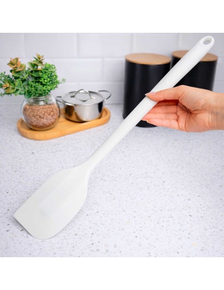 Espatula Grande Branca Silicone Cabo Longo 45cm Profissional