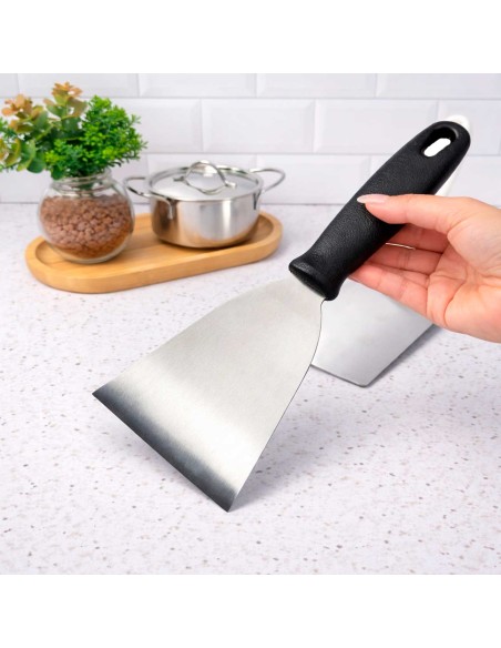 Espatula Reta Inox Preta Hamburguer Lanche Chapeiro