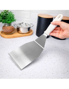 Espatula Curva Inox Branca Hamburguer Lanche Chapeiro 2