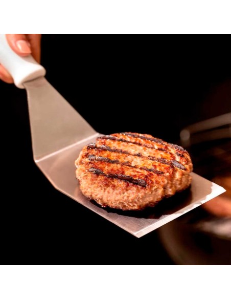 Espatula Curva Inox Branca Hamburguer Lanche Chapeiro
