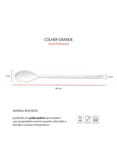 Colher Profissional Cabo Longo Polipropileno...