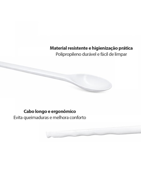 Colher Profissional Cabo Longo Polipropileno Branca 60cm
