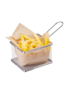 Cestinha Inox Servir Fritas Petiscos Bar Finger Food Fritura