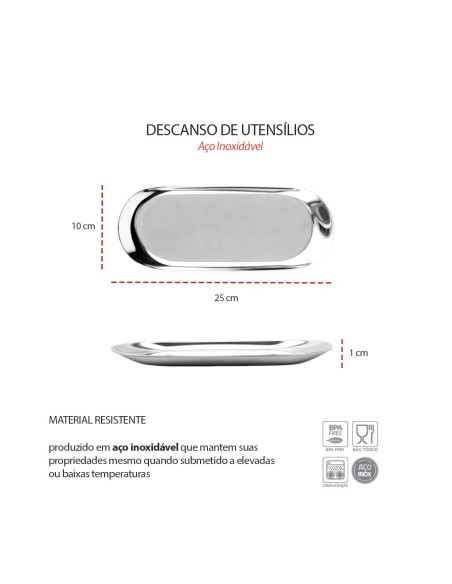 Descanso de Utensilios Apoio em Aço Inox Suporte Talheres