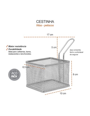 Cestinha Inox Servir Fritas Petiscos Bar Finger...