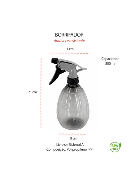Borrifador Spray Multiuso Limpeza Preto Transparente 500ml
