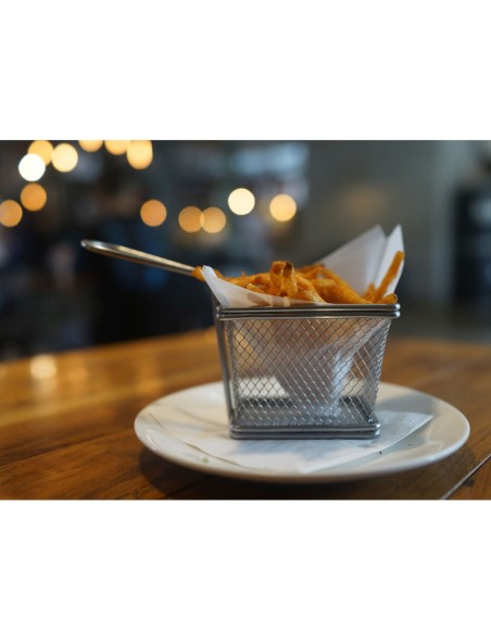 Cestinha Inox Servir Fritas Petiscos Bar Finger Food Fritura