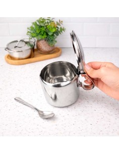 Açucareiro de Inox e Colher Porta Açucar 300gr Cafeteria Bar 2