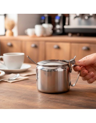 Açucareiro de Inox e Colher Porta Açucar 300gr...