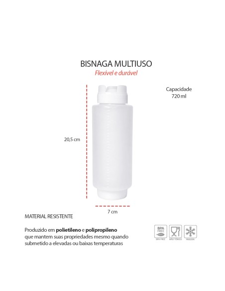 Bisnaga Transparente Invertida Tubo Molho Plastico Medidor 720ml