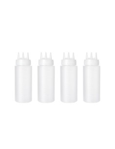 Bisnaga Transparente Tubo Molho 3 Bicos Medidor 450ml 4un