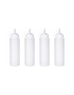 Bisnaga Transparente Tubo Fino Molho Medidor 720ml 4un