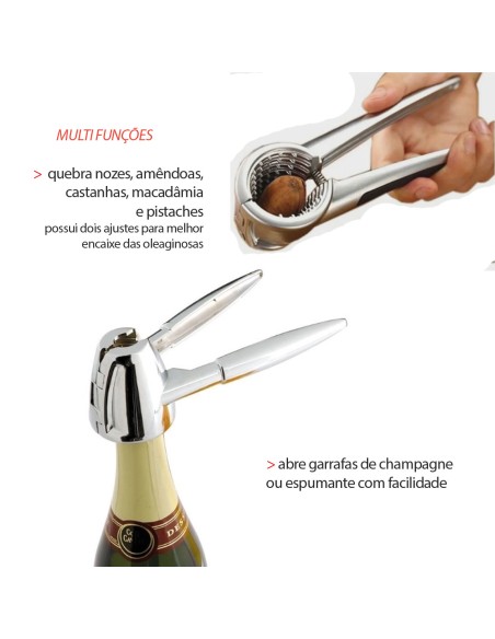 Abridor Espumante Champagne e Quebra Nozes Castanhas