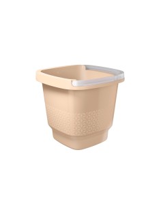 Balde de Plastico 12L Alça Medidor Bege Limpeza Lavaderia