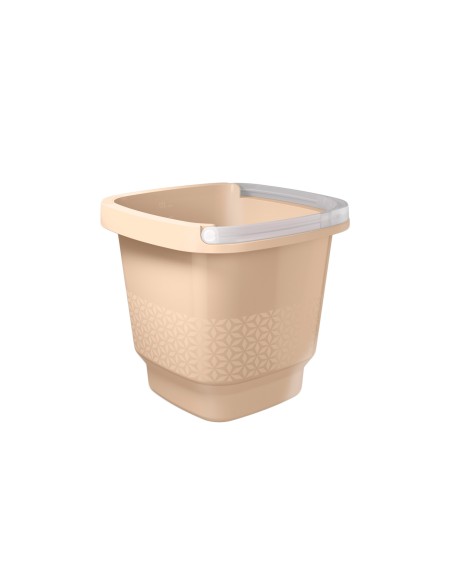 Balde de Plastico 12L Alça Medidor Bege Limpeza Lavaderia