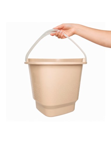 Balde de Plastico 12L Alça Medidor Bege Limpeza...