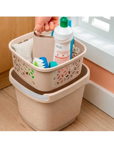 Balde de Plastico 12L Alça Medidor Bege Limpeza...