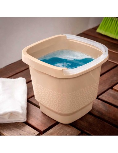 Balde de Plastico 12L Alça Medidor Bege Limpeza...