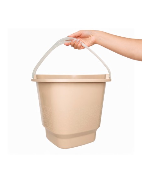 Balde Plastico 12L Cesto Organizador Bege Limpeza Lavaderia