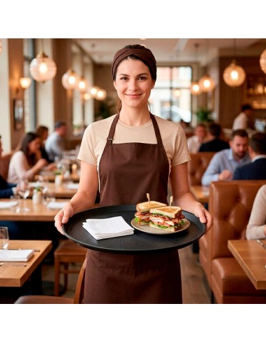 Bandeja Redonda Servir Antiderrapante Garçom...