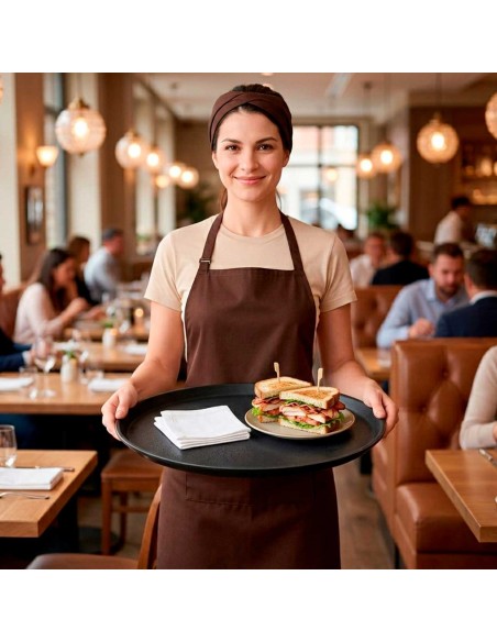 Bandeja Redonda Servir Antiderrapante Garçom 40cm Bar