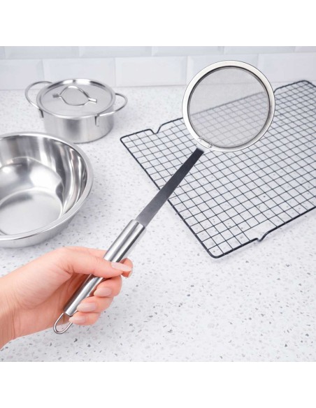 Escumadeira Peneira Escorredor de Fritura Coador Aço Inox