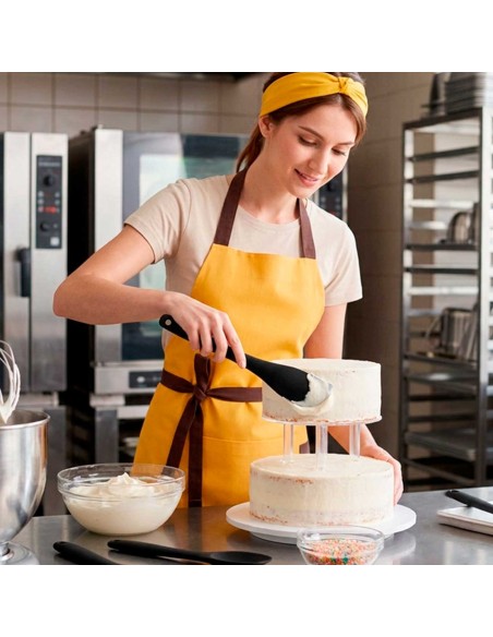 Espatula Chanfrada Raspadora Silicone Preto Confeitaria 28cm