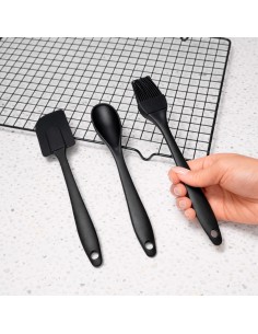 Colher Espatula e Pincel Silicone Preto Confeitaria 3un 2
