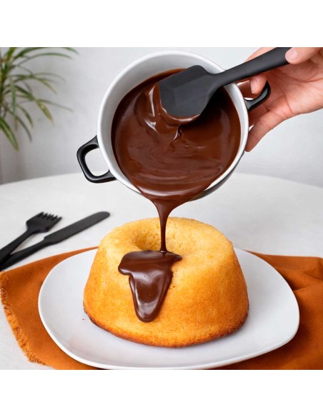 Colher Espatula e Pincel Silicone Preto Confeitaria 3un