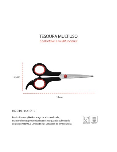 Tesoura Cozinha Multiuso Culinaria Inox Preto...